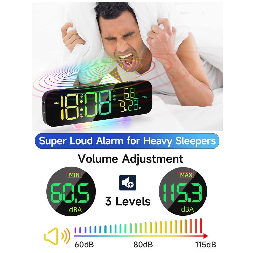 LED Digital RGB Magic Color Desk Clock With Vibration Alarm