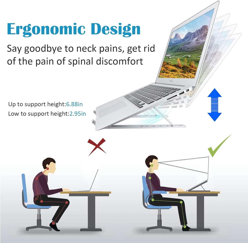 LAPTOP STAND PORTABLE ADJUSTABLE TABLET HOLDER DESK RISER FOR NOTEBOOK BOOK